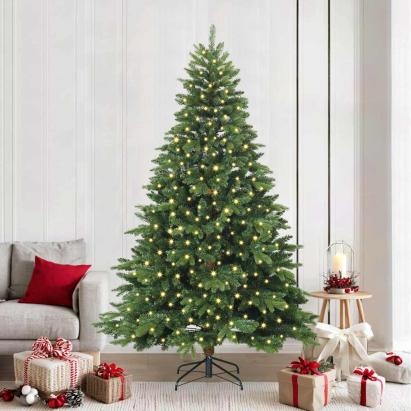 Brad de Crăciun artificial cu 300 LED Verde 240 cm PE și PVC GartenMobel Dekor