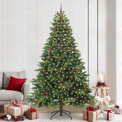 Brad de Crăciun artificial cu 300 LED Verde 240 cm PE și PVC GartenMobel Dekor