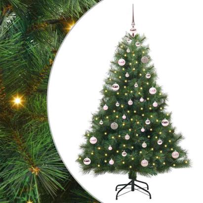 Brad de Crăciun artificial cu 150 LED Verde 150 cm PE și PVC GartenMobel Dekor
