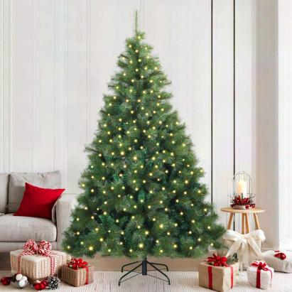Brad de Crăciun artificial cu 300 LED Verde 210 cm PE și PVC GartenMobel Dekor