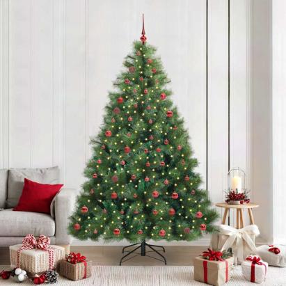 Brad de Crăciun artificial cu 300 LED Verde 210 cm PE și PVC GartenMobel Dekor