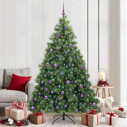 Brad de Crăciun artificial cu 300 LED Verde 210 cm PE și PVC GartenMobel Dekor