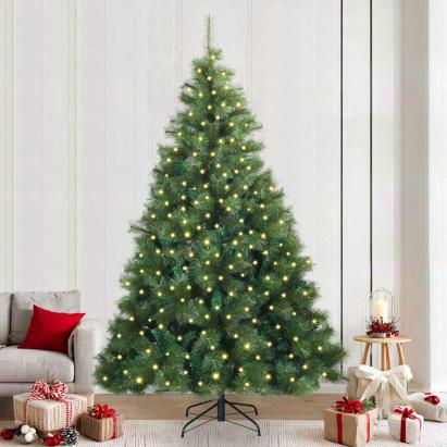Brad de Crăciun artificial cu 300 LED Verde 240 cm PE și PVC GartenMobel Dekor