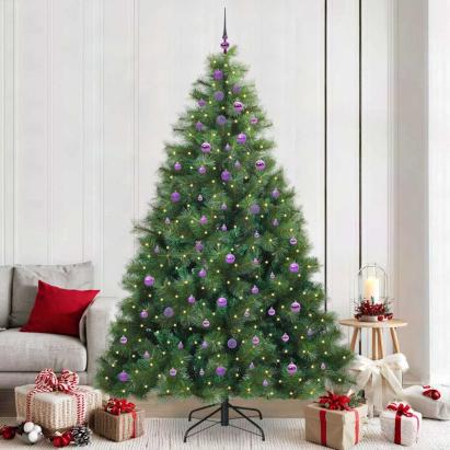 Brad de Crăciun artificial cu 300 LED Verde 240 cm PE și PVC GartenMobel Dekor