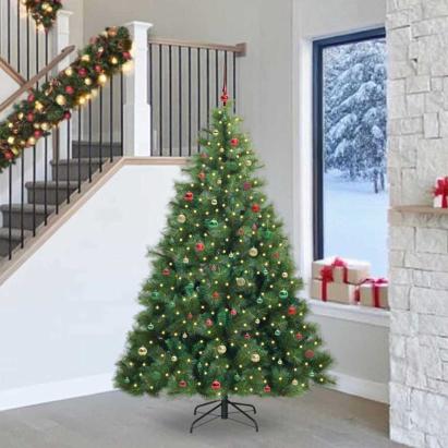 Brad de Crăciun artificial cu 300 LED Verde 240 cm PE și PVC GartenMobel Dekor