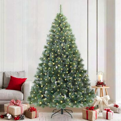 Brad de Crăciun artificial cu 300 LED Verde 210 cm PE și PVC GartenMobel Dekor