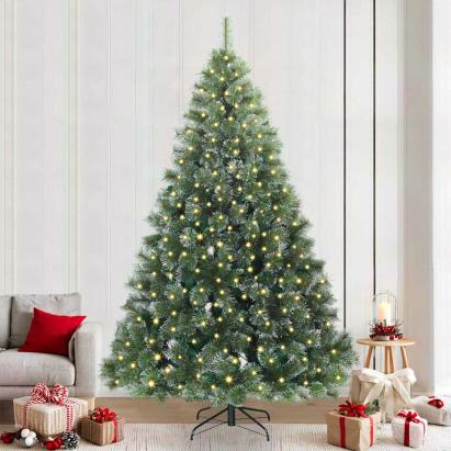 Brad de Crăciun artificial cu 300 LED Verde 240 cm PE și PVC GartenMobel Dekor