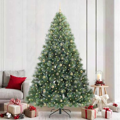 Brad de Crăciun artificial cu 300 LED Verde 240 cm PE și PVC GartenMobel Dekor