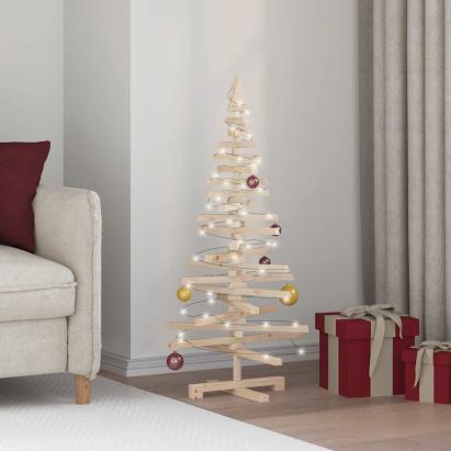 Brad de Crăciun din lemn decorativ, 120 cm, lemn de pin masiv GartenMobel Dekor