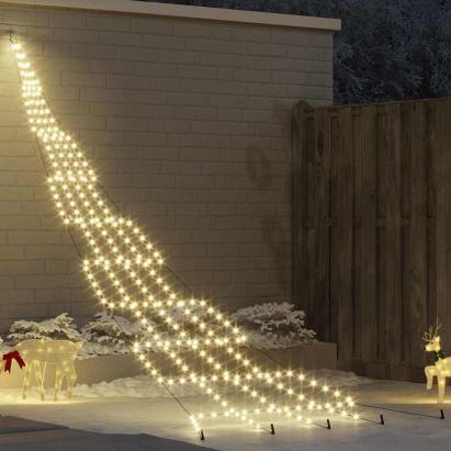 Brad de Crăciun LED cu 276 LED Alb cald 511 cm Metal GartenMobel Dekor