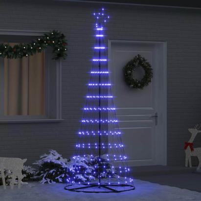 Brad de Crăciun LED albastru 138.5 x 138.5 x 399 cm Metal GartenMobel Dekor