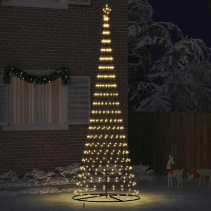 Brad de Crăciun LED Alb cald 138.5 x 138.5 x 399 cm Metal GartenMobel Dekor