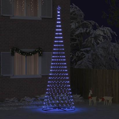 Brad de Crăciun LED albastru 138.5 x 138.5 x 399 cm Metal GartenMobel Dekor