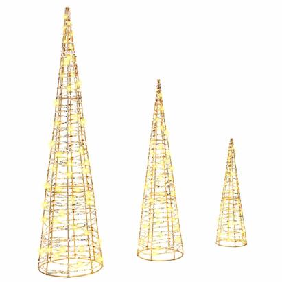 Brad de Crăciun cu 90 LED 3 pcs Alb cald 40 cm 60 cm 80 cm PET GartenMobel Dekor