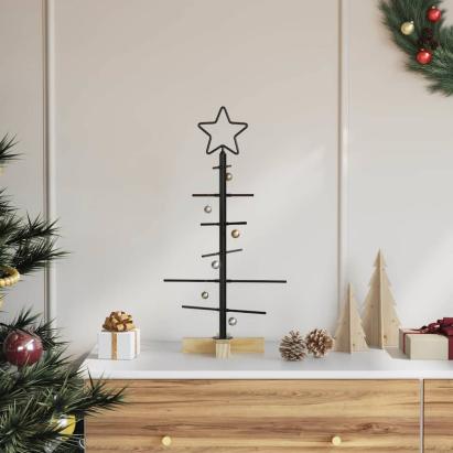 Pom de Crăciun din metal Negru 60 cm Oțel vopsit în pulbere GartenMobel Dekor