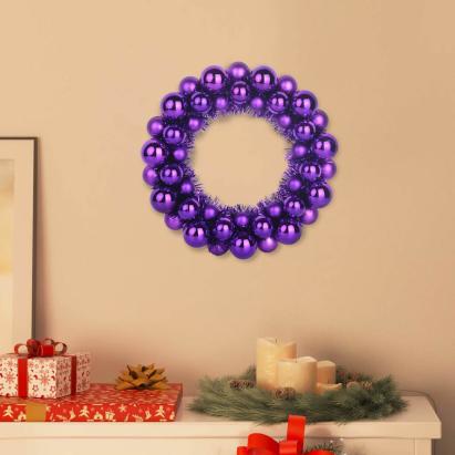 Coronite cu bile de Craciun 2 pcs Violet 33 x 33 x 7 cm GartenMobel Dekor