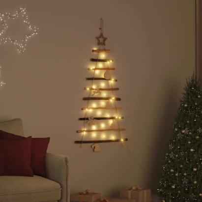 Brad de Crăciun cu 30 LED natural 90 cm lemn masiv de frasin GartenMobel Dekor