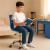 Scaun birou ergonomic, cu sezut din spuma, reglabil pe inaltime, maxim 120 kg, 90x49x48 cm, albastru Household NewTrend