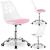 Scaun birou ergonomic, cu sezut din spuma, reglabil pe inaltime, maxim 120 kg, 90x49x48 cm, alb si roz Household NewTrend