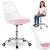 Scaun birou ergonomic, cu sezut din spuma, reglabil pe inaltime, maxim 120 kg, 90x49x48 cm, alb si roz Household NewTrend
