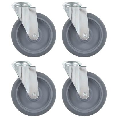 Roți pivotante cu gaură pentru șurub, 4 buc., 125 mm GartenMobel Dekor