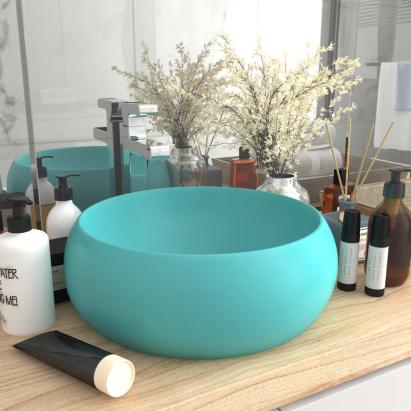 Chiuvetă baie lux verde deschis mat 40x15 cm ceramică rotund GartenMobel Dekor