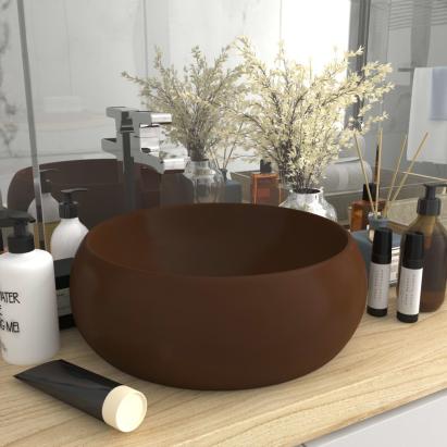 Chiuvetă de baie lux maro închis mat 40x15 cm ceramică rotund GartenMobel Dekor