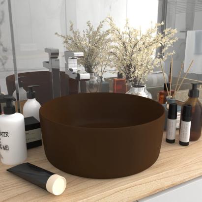 Chiuvetă de baie lux maro închis mat 40x15 cm ceramică rotund GartenMobel Dekor