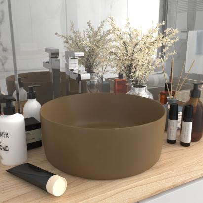 Chiuvetă baie lux, crem mat, 40x15 cm, ceramică, rotund GartenMobel Dekor
