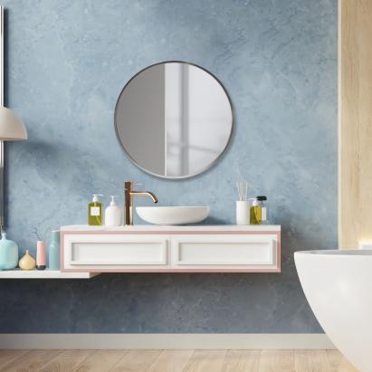 Oglinda de perete rotunda Modugno 40 cm argintiu [en.casa] HausGarden Leisure