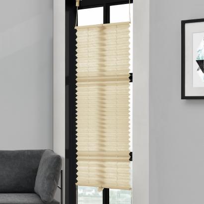 [neu.haus] Roleta armonica / perdea plisata - 35 x 125 cm - crem - protectie impotriva luminii si a soarelui - jaluzea - fara gaurire HausGarden Leisure
