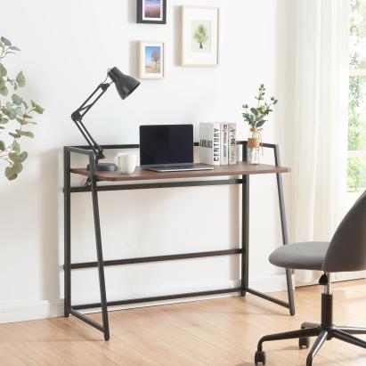 Birou pliabil Ringerike 104,5x53x85,5cm negru/efect lemn nuc [en.casa] HausGarden Leisure