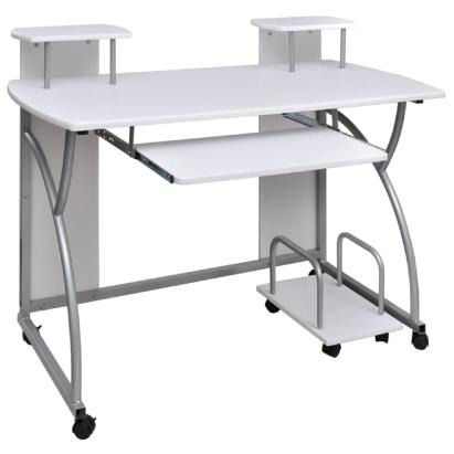 Birou de computer, alb, 110x52x88,5 cm, lemn prelucrat GartenMobel Dekor