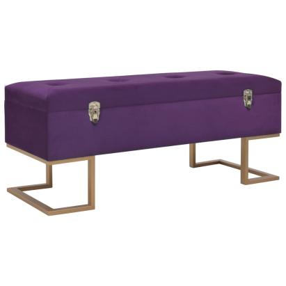 Banchetă cu un compartiment de depozitare violet 105cm catifea GartenMobel Dekor