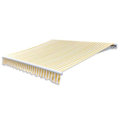 Copertină pliabilă, acționare manuală, 300 cm, galben/alb GartenMobel Dekor