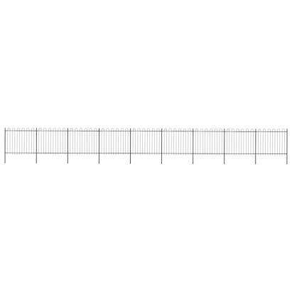 Gard de grădină cu vârf circular din oțel 1603,5x150 cm, negru GartenMobel Dekor