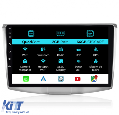 Navigatie Android Dedicata Volkswagen Passat B6, B7, CC (2005 -2015),10Inch, 2Gb Ram, 64Gb Stocare, Carplay Performance AutoTuning