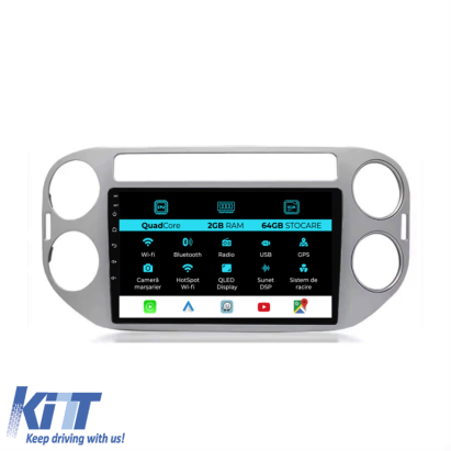 Navigatie Android Dedicata Volkswagen Tiguan (2006-2016), 9Inch, 2Gb Ram, 64Gb Stocare, Carplay Performance AutoTuning