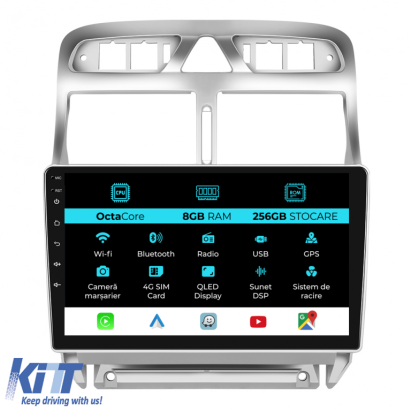 Navigatie Dedicata Peugeot 307 (2000-2013), 9Inch, 8Gb Ram, 256Gb Stocare, Carplay Performance AutoTuning