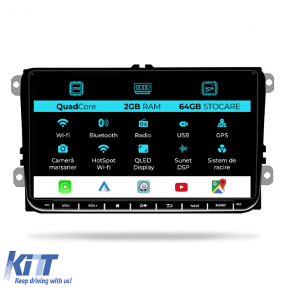 Navigatie Dedicata Volkswagen, 9Inch, 2Gb Ram, 64Gb stocare, Carplay Performance AutoTuning