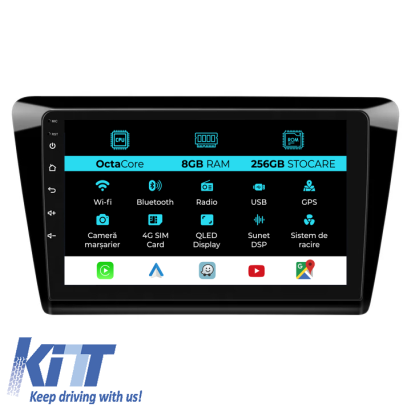 Navigatie Dedicata Skoda Rapid (2011 - 2019), 9 Inch, 8Gb Ram, 256Gb stocare, Carplay Performance AutoTuning