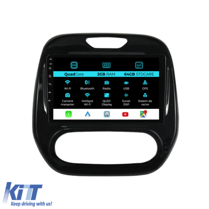 Navigatie Dedicata Renault Captur (2013-2020), 9Inch, 2Gb Ram, 64Gb Stocare, Carplay Performance AutoTuning