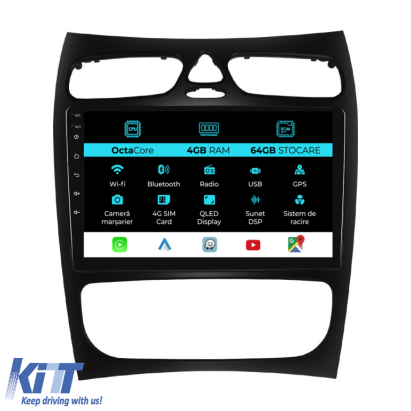 Navigatie  Dedicata Mercedes C-Class W203 CLK W209 (2000 - 2005), 9Inch, 4Gb Ram, 64Gb Stocare, Carplay Performance AutoTuning
