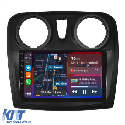 Navigatie Dedicata Android Dacia Logan Sandero (2012-2020), 9Inch, 4Gb Ram, 64Gb Stocare, CarPlay Performance AutoTuning