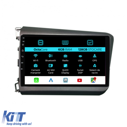 Navigatie Dedicata Honda Civic IX Sedan  (2011-2015), 9Inch, 6Gb Ram, 128Gb Stocare, Carplay Performance AutoTuning