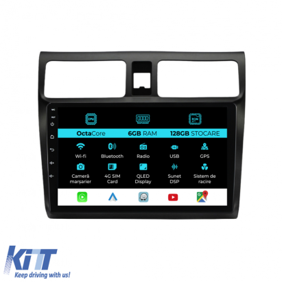 Navigatie Dedicata Suzuki Swift (2003-2010), 10Inch, 6Gb Ram, 128Gb Stocare, Carplay Performance AutoTuning