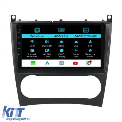 Navigatie Dedicata Mercedes C-Class W203 CLK W209 (2005 - 2009), 9Inch, 4Gb Ram, 64Gb Stocare, Carplay Performance AutoTuning