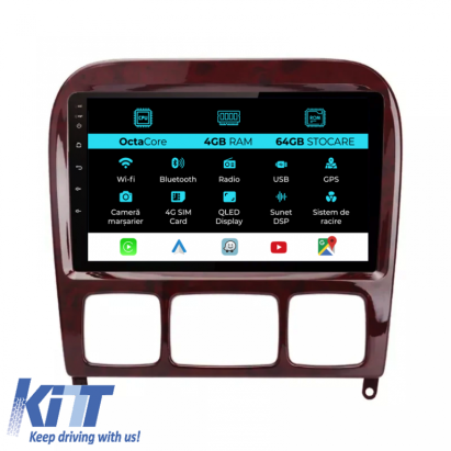 Navigatie Dedicata Mercedes S-Class W220 (1998-2005), 9Inch, 4Gb Ram, 64Gb Stocare, Carplay Performance AutoTuning
