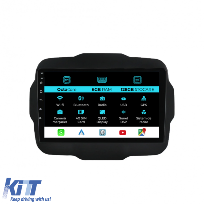 Navigatie Dedicata Jeep Renegade (2016-2020), 9Inch, 6Gb Ram, 128Gb Stocare, Carplay Performance AutoTuning