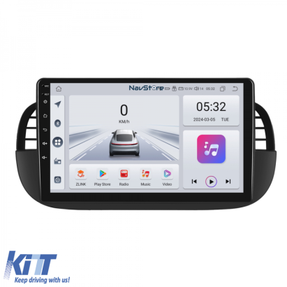 Navigatie Android Dedicata Fiat 500 (2007 - 2015), 9Inch, 4Gb Ram, 64Gb Stocare, Bluetooth, WiFi, Carplay Performance AutoTuning